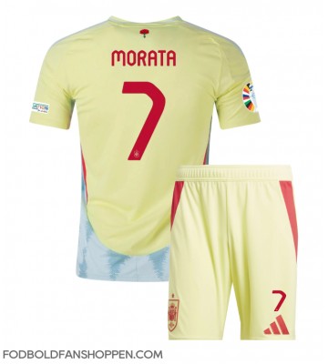 Spanien Alvaro Morata #7 Udebanetrøje Børn EM 2024 Kortærmet (+ Korte bukser)